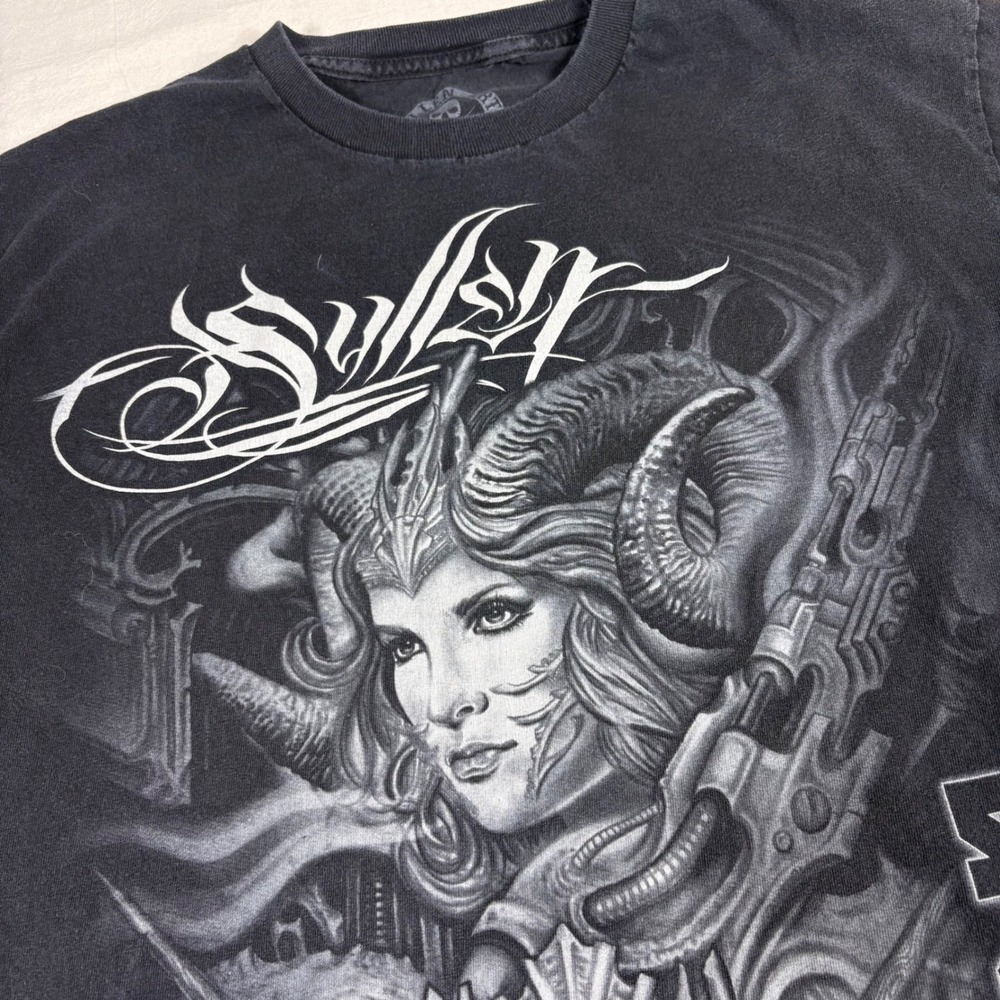Sullen Art Collective Roman Graphic Mens Large Skull Horned Goddess T-Shirt